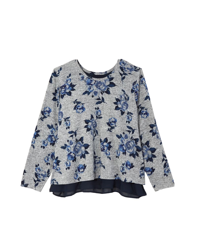Front of plus size Zora Long Sleeve Sweater with Contrast Woven Trim by Delancey Studio | Dia&Co | dia_product_style_image_id:126351